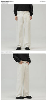 men solid color denim wide leg straight streetwear fashion loose casual jeans pants women y2k jeans trousers unique jeans style 1829