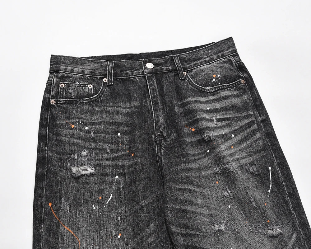 frayed damaged washed black baggy jeans men and women straight streetwear y2k pantalones hombre denim pants oversized cargos unique cargo style 5661
