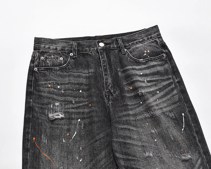 frayed damaged washed black baggy jeans men and women straight streetwear y2k pantalones hombre denim pants oversized cargos unique cargo style 5661