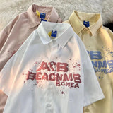 American retro letter printed short sleeved men and women summer new loose hip-hop personalized casual shirt top harajuku y2k