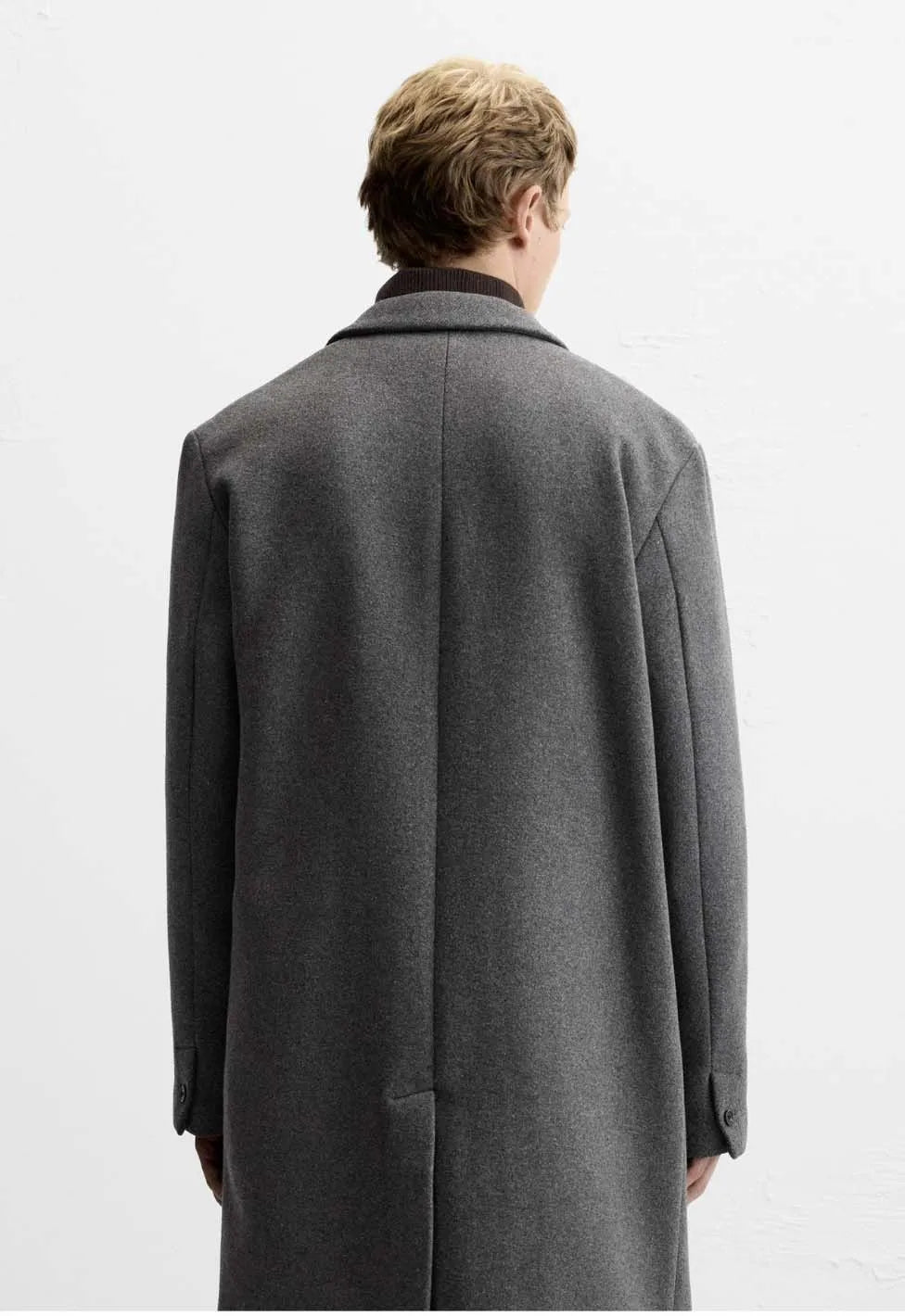European and American men's medium and long 40% wool woolen gray suit
