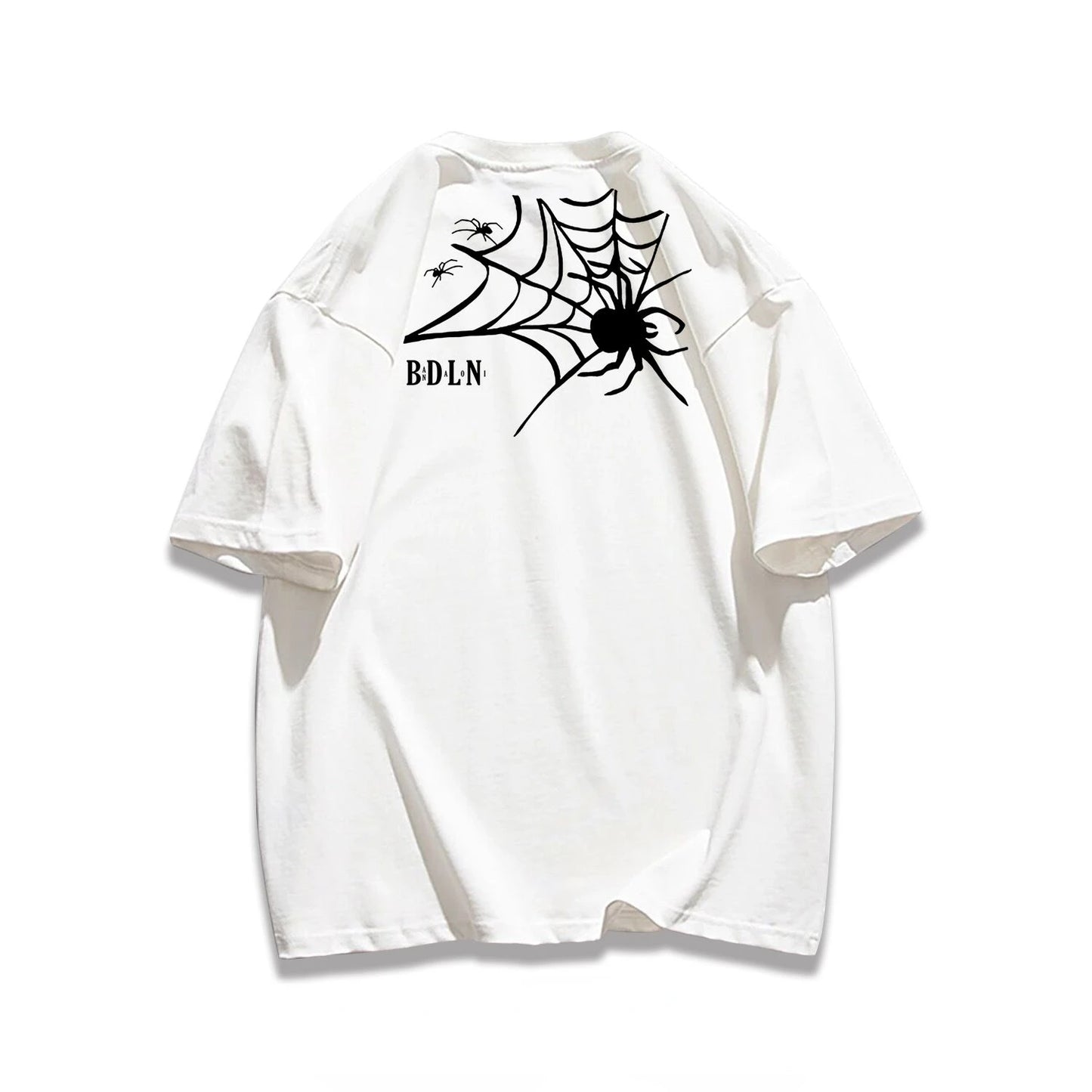 Y2k Broken heart – Trendy Street American Spider Web Print Round Neck Short Sle