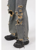 rainbowtouches 2022 men washed jeans vintage high street hole design fashion jeans popular loose straight hip hop long pants unique jeans style 4965