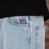 vintage big boy embroidery denim shorts hot sell men y2k basketball skate harajuku men streetwear baggy jeans men clothing unique jeans style 4841