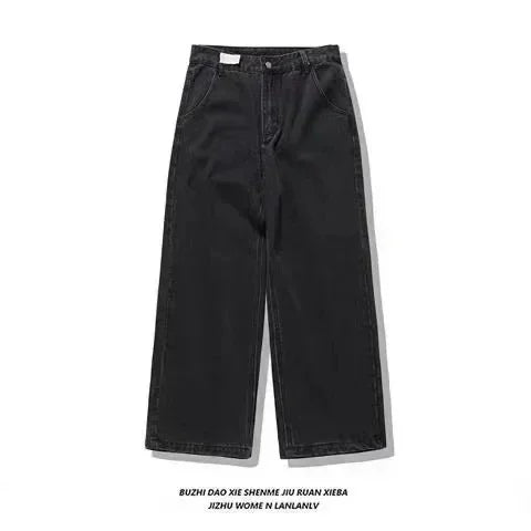 street popular gothic print spot jeans men y2k new harajuku casual loose straight wide leg pants couple joker punk denim trouser unique jeans style 2770