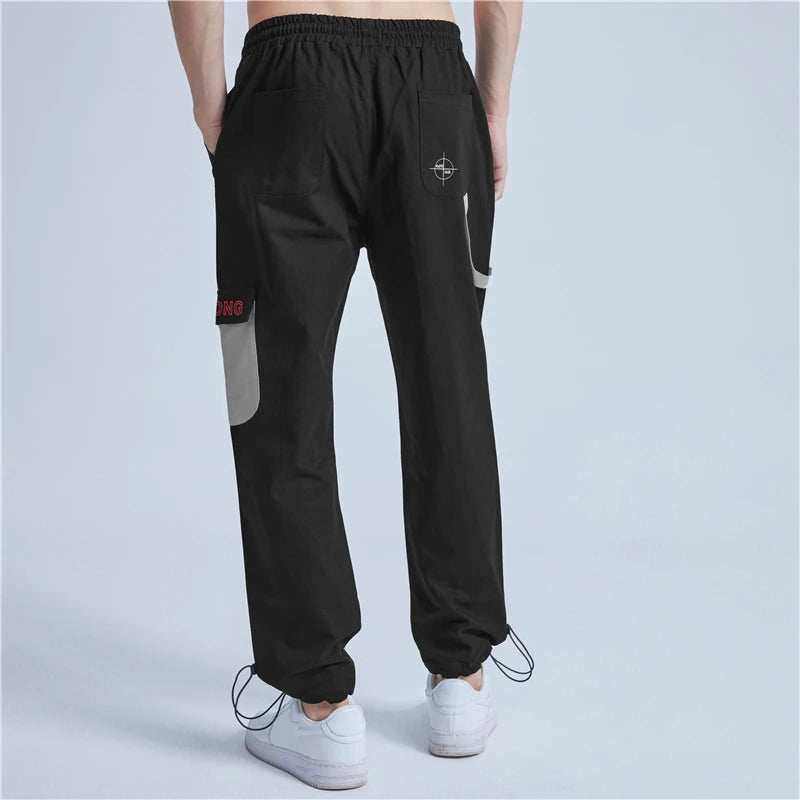 rainbowtouches new mens sports cargo pants loose fittness trousers drawstring hip hop casual fashion harajuku men pants unique cargo style 2983