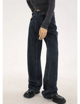 navy blue vintage jeans womans high waist summer wide leg denim trouser baggy streetwear chic design ladies straight jean pants unique jeans style 2879