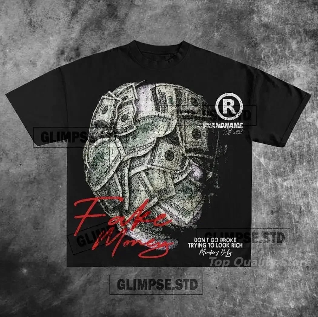 Glitchcore Design – American Letter Print Graphic T Shirts Vintage New – Edgy Streetwear for All Genders