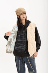 hip hop loose jacket vest unisex casual cotton padded vests mens harajuku streetwear printed sleveless warm reversible coat n - variant style afe74f for streetwear fashion