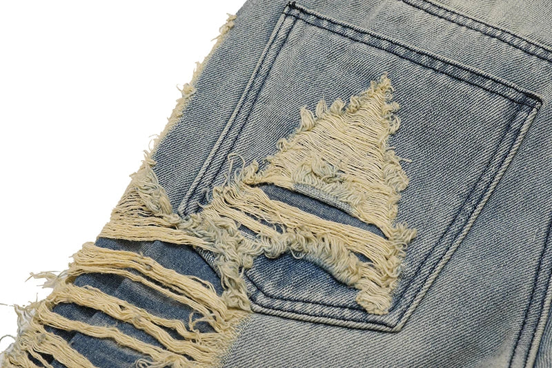 distressed skinny flared jean for mens big washed destroyed ripped denim jeans hip hop street wear blue biker jean pant women unique jeans style 206