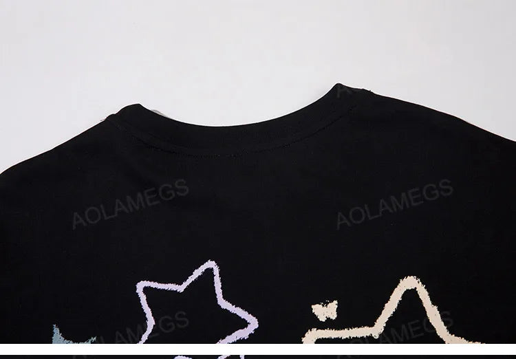 Sadcore Oversized shirt – Men Short Sleeve T Shirts Fun Comic Cartoon Print Tshirt Jap