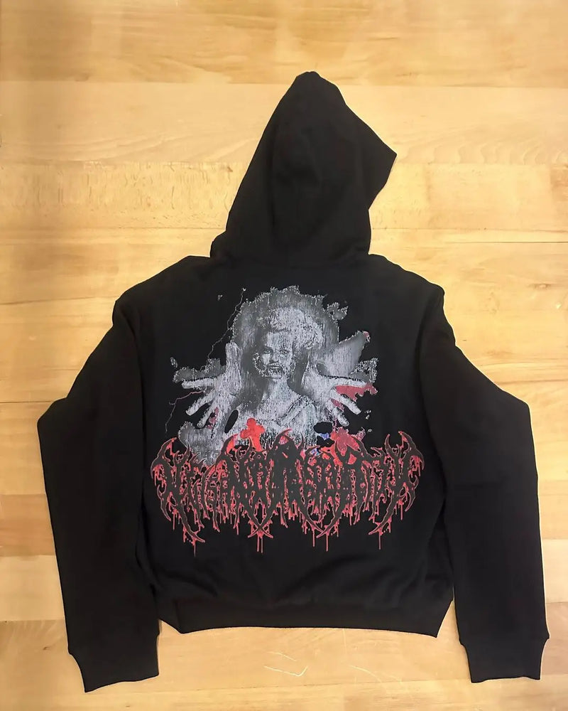 Gothic Oversized Tee – Harajuku Vintage Hoodie Oversized Goth Streetwear Tops Grung – Streetwear Fashion for Men & Women