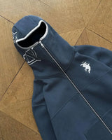Harajuku Vintage Washed Divin Zip Up Hoodie Y2K Streetwear Goth Hip Ho