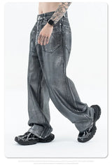 Autumn/winter 2024 loose wash jeans with silver coating