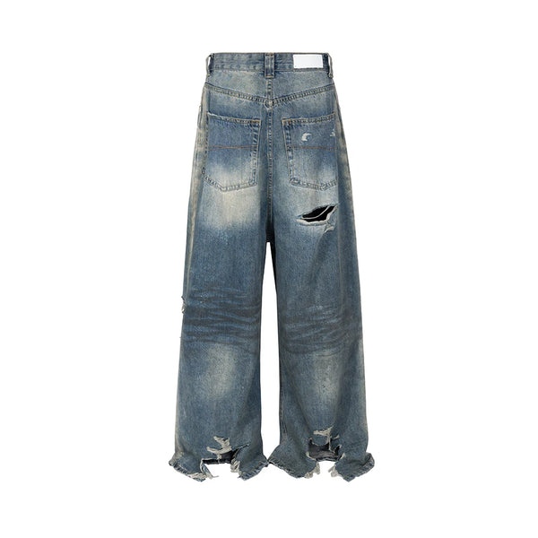frayed damaged hole baggy wide leg jeans for men and women streetwear casual ropa hombre denim trousers oversized cargo pants multi-pocket cargos