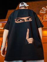 Cyberpunk Crying character – Japanese Retro Ninja Printed Short Sleeve T Shirt Homme Fash