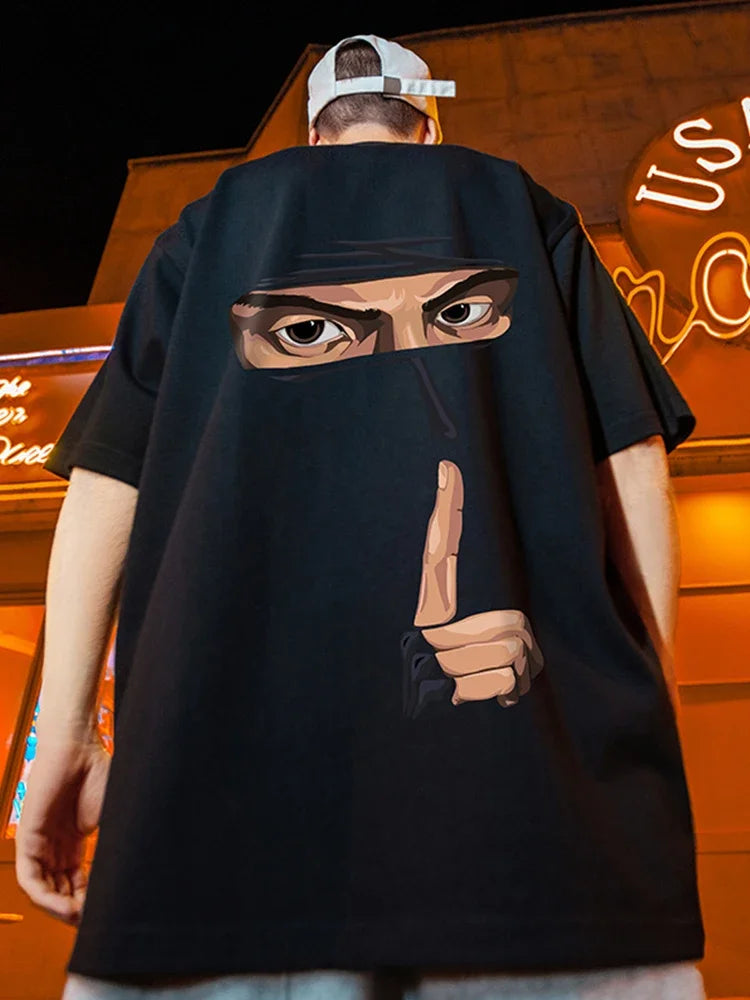Cyberpunk Crying character – Japanese Retro Ninja Printed Short Sleeve T Shirt Homme Fash
