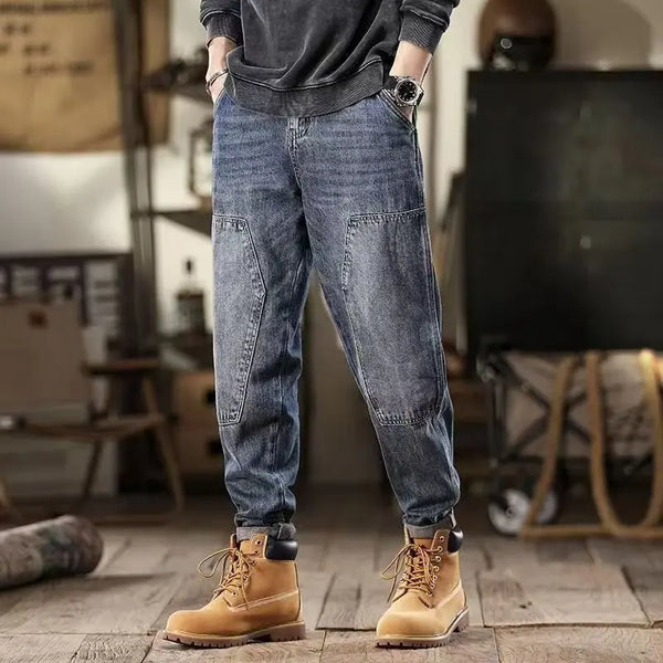mens loose jeans classic vintage denim trousers high quality cargo pants men high street fashion men clothing spring new 2024 military streetwear pants