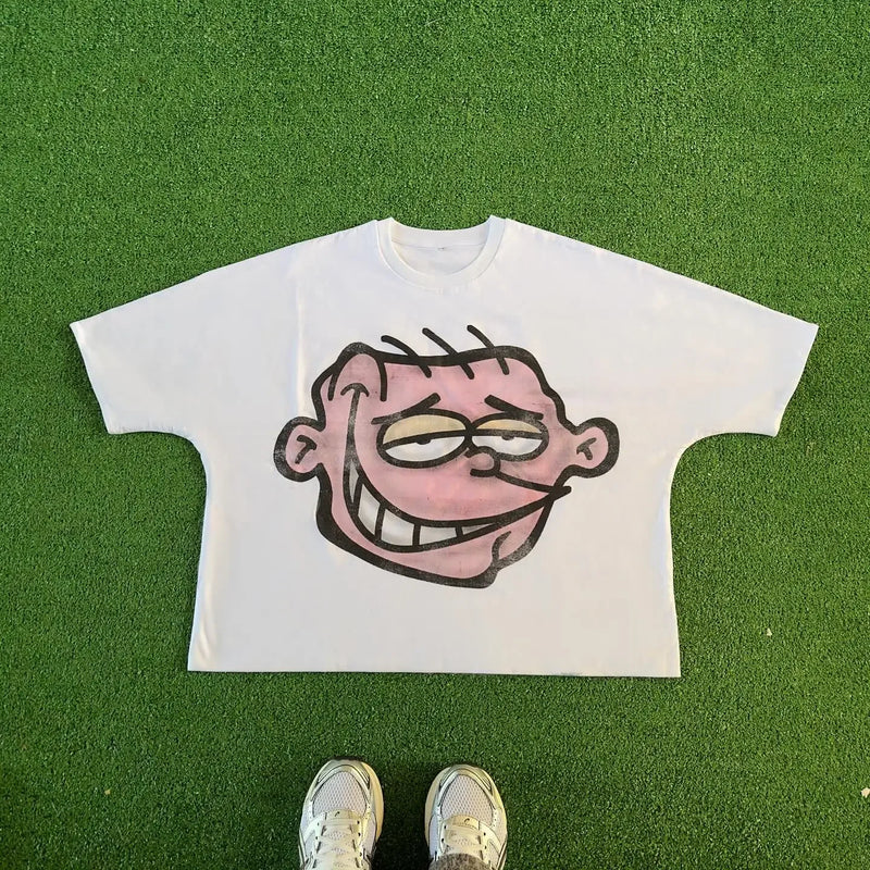 Y2k Graphic tee – American Retro Fashion Gothic Cartoon Letter Pattern Oversiz
