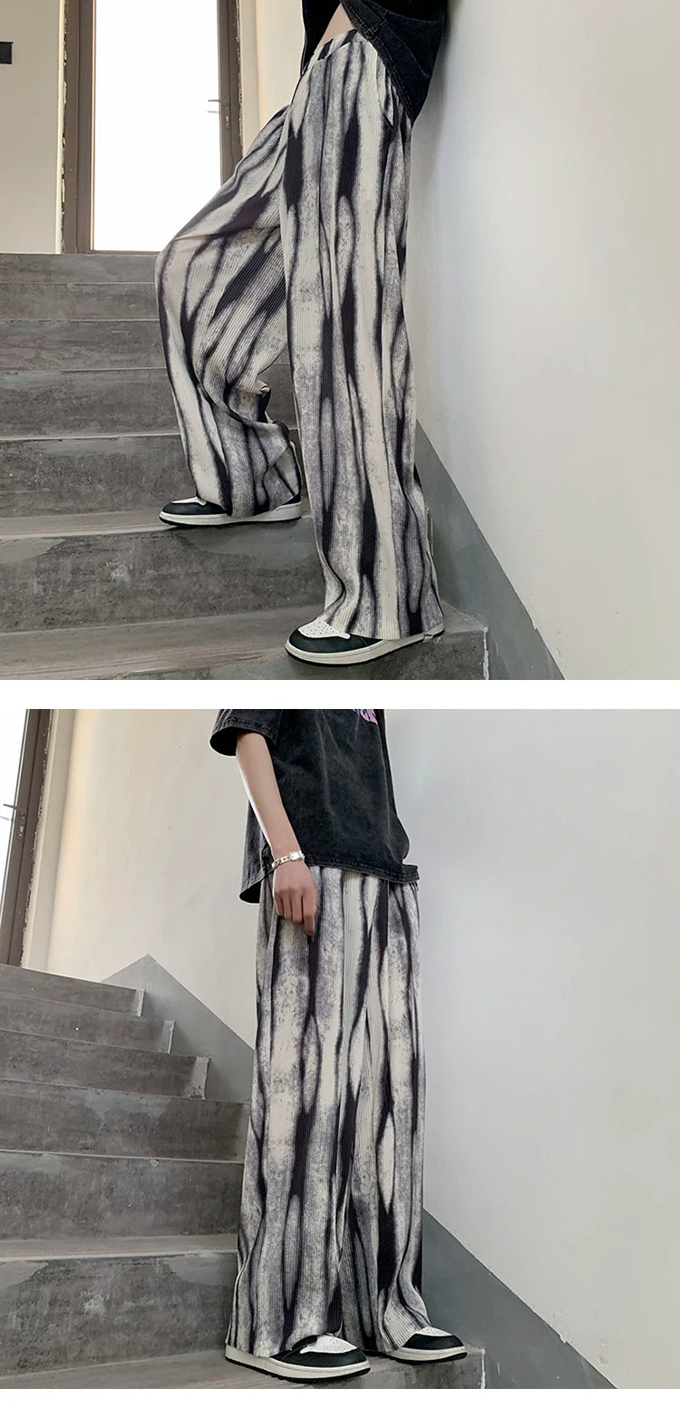 pleated pants mens fashion retro casual pants men japanese streetwear loose hip hop wide leg pants mens ice silk trousers m 3xl unique default style 3668