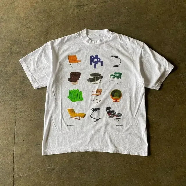 Cyberpunk Melting smiley – 2024 New Fashion Casual Gothic Short Sleeve Tops T Shirt Men