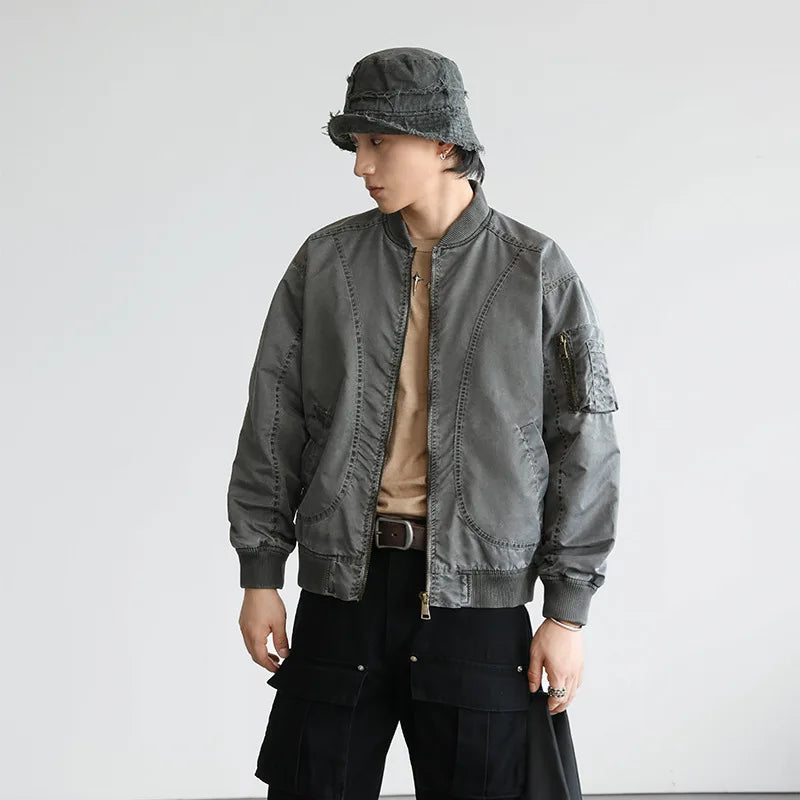 leather panel bomber, high-street look - aesthetic hip hop inspired casual wear