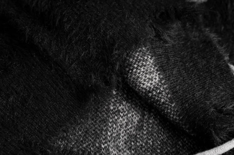 mens sweater fashion cross lines harajuku streetwear hip hop warm hairy knitted high neck sweaters unisex knit sweater jumpers - oversized streetwear hoodie, soft fleece-lined outerwear, unisex casual winter pullover