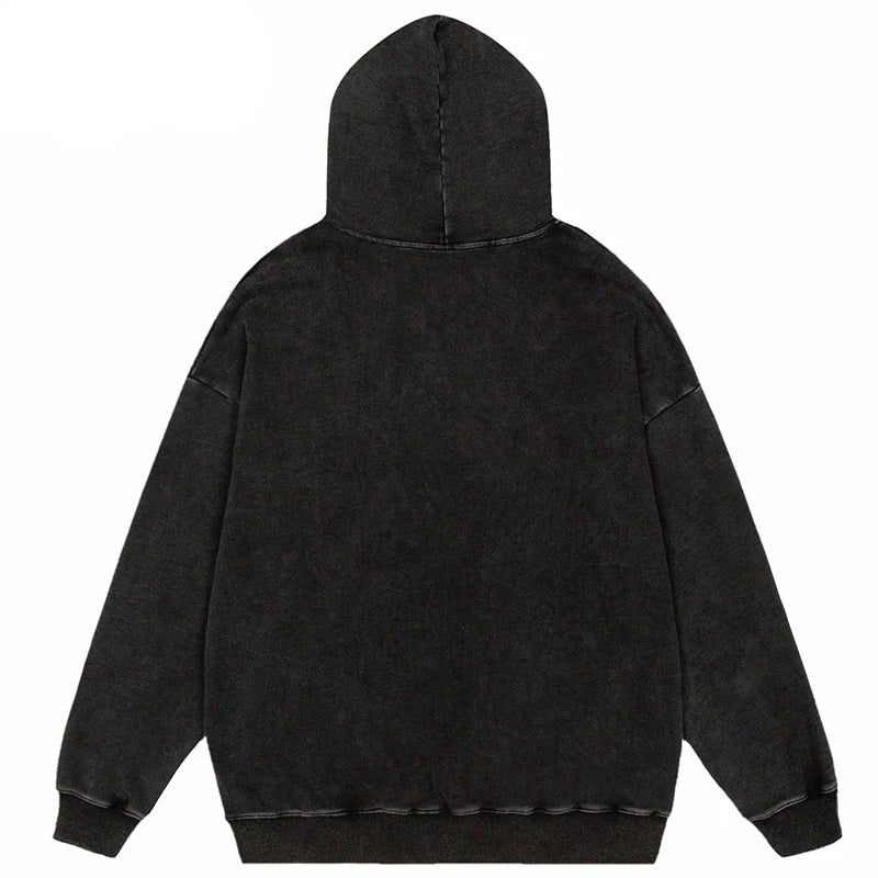 Oversize Hoodie Hip Hop Washed Sweatshirt Men Streetwear Painting Grap