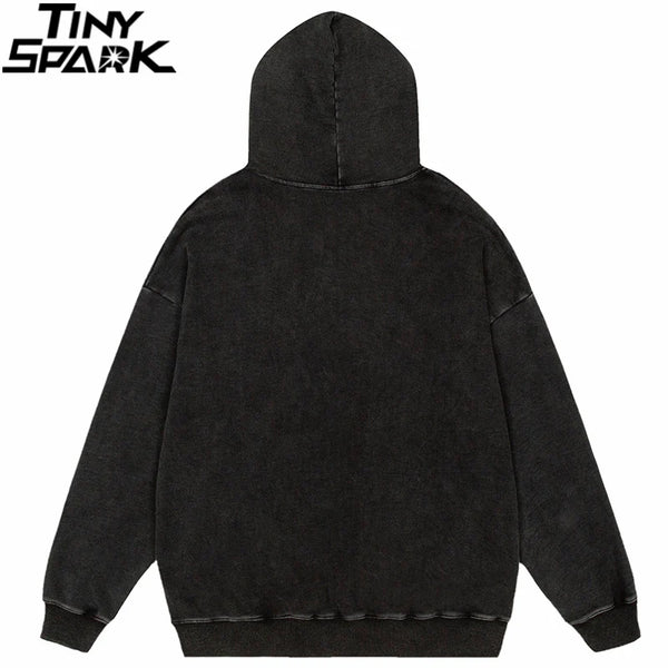 Oversize Hoodie Hip Hop Washed Sweatshirt Men Streetwear Painting Grap