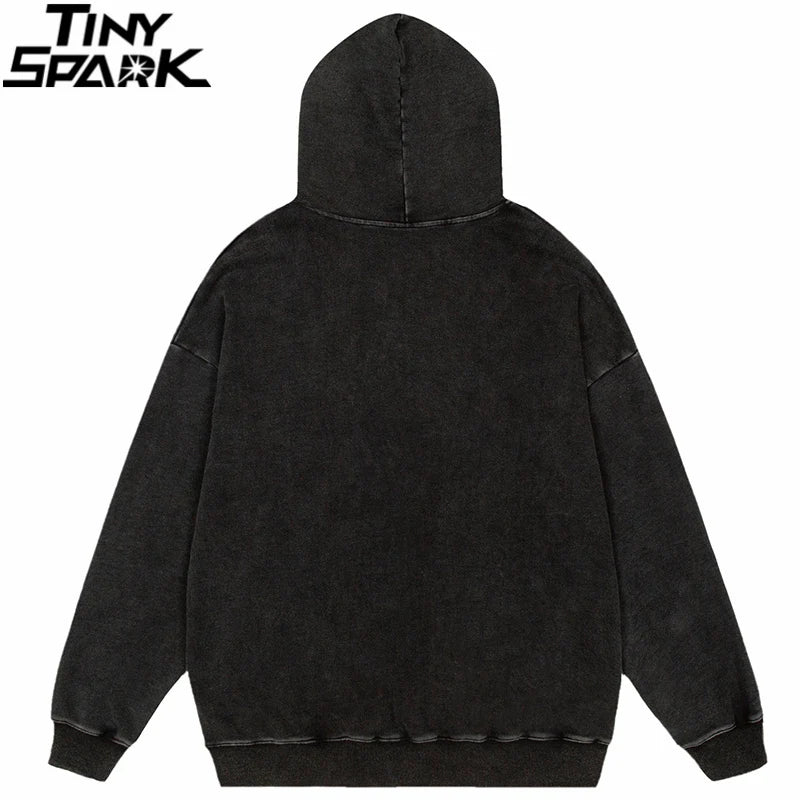 Oversize Hoodie Hip Hop Washed Sweatshirt Men Streetwear Painting Grap