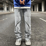 fashion denim straight pants hip hop jeans with zipper streetwear trousers new summer casual joggers men designer jeans for men streetwear sweatpants