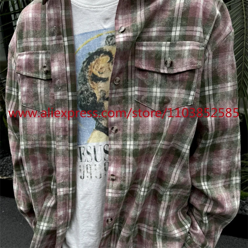 New 2024 Autumn Winter American Heavyweight Vintage Workwear Shirt Men's Coat Loose And Versatile Collar Tops Clothing Flannel