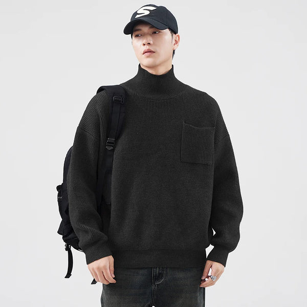 minimalist knit hoodie, photo-ready knit, unisex oversized techwear hoodie for men street style