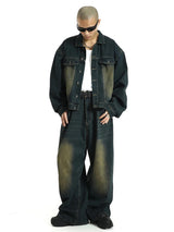 mens high street oversize pants casual harajuku retro washed zipper straight trousers hip hop fashion streetwear baggy joggers relaxed fit joggers