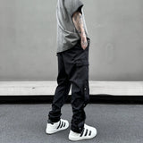 fashion casual hip hop joggers side button trousers elastic waist drawstring track sweatpants new cargo streetwear mens pants unique joggers style 4760