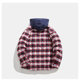 Winter Quilted Thick Plaid Hooded Jacket Men Wmen Streetwear Fashion Oversize Loose Casual Hoody Jacket Padded-cotton Parka Coat
