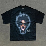 Anime Vintage print – Summer New Portrait Pattern Gothic Trend Oversized T Shirt M