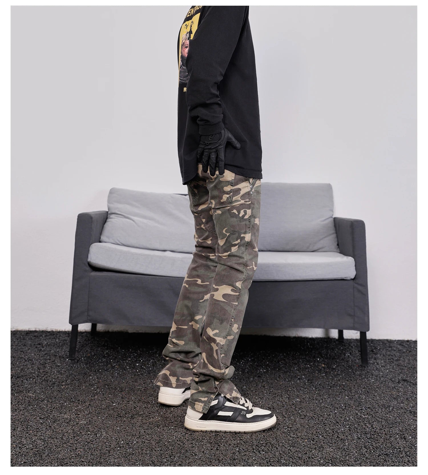 mens hip hop streetwear denim pants fashion camouflage pants 2023 harajuku cotton zipper joggers slim fit jeans trousers pants unique joggers style 2725