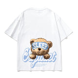 Skatercore Tribal flames – Kawaii Sleep Bear Graphic Printed Y2K T Shirt Mens Casual
