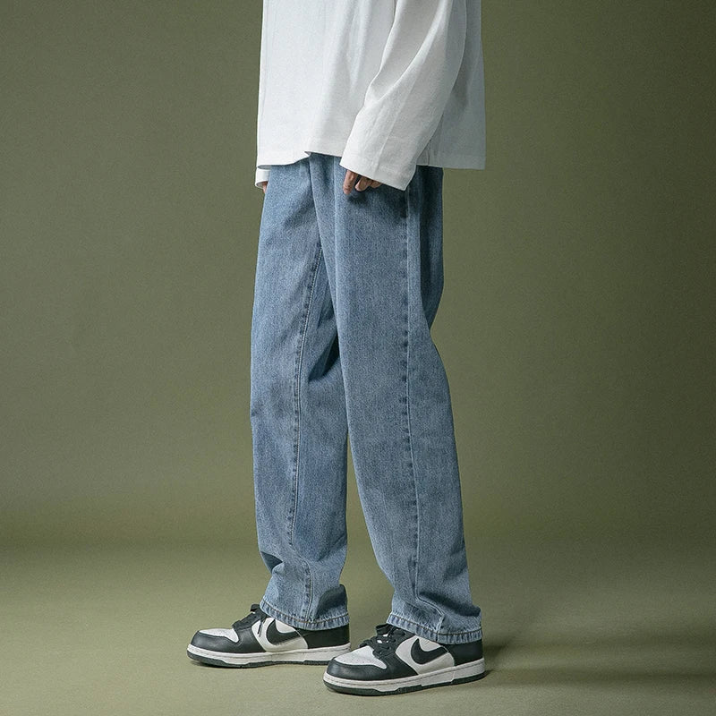 lappster men black baggy jeans streetwear 2023 harajuku casual straight pants male loose streetwear white graphic denim pants urban skinny jeans