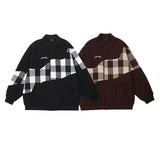 American Retro Jacket Mens Autumn Hong Kong Style Design Color Blocked