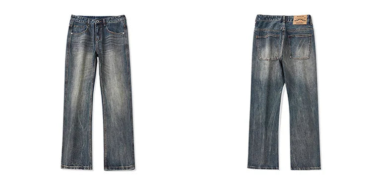 mens plus size retro fashion streetwear loose casual micro flared denim pants jeans cityboy jeans trousers 28 40 unique jeans style 2707
