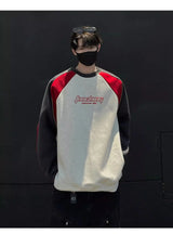 Trendy Personality Korean Motorcycle Style Round Neck Sweatshirt Men 2024 Spring Autumn Niche Contrasting Color Pullover Hot Top