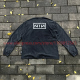 2024 Autumn Vintage American Long Sleeve Street Hip Hop West Coast High Street Heavy Weight High Quality Washed Print 100%Cotton