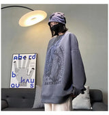 Autumn Korean Personality Street Boys Unisex Round Neck Sweatshirt Trendy American Couple Suede Long-sleeved Shirt Top