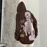 Glitchcore Fashion – Fashion Skull Embroidery Hoodies Pullover Hooded – Streetwear Fashion for Men & Women