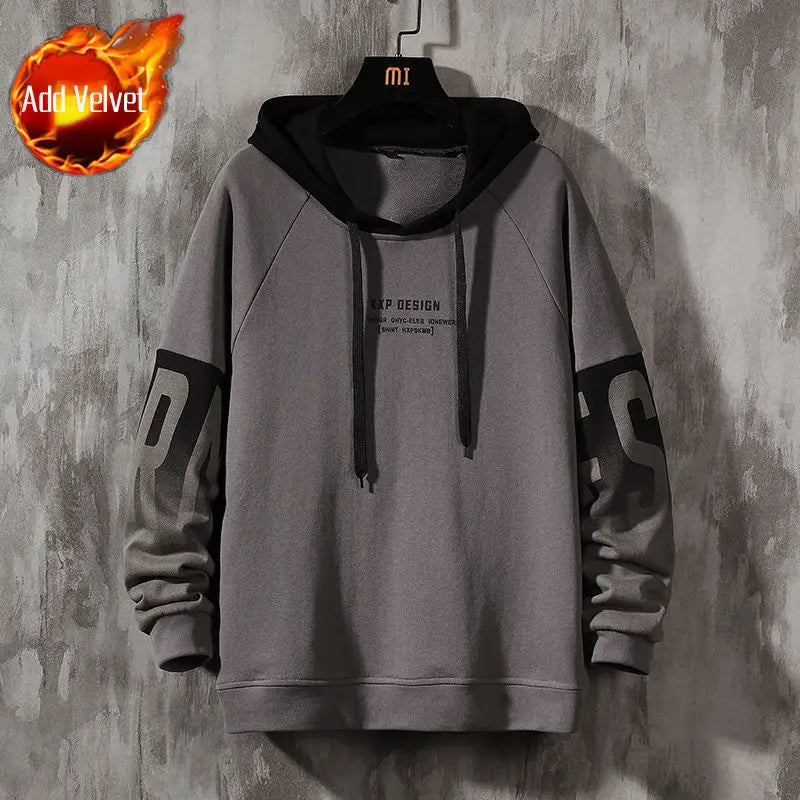Male Clothes Hooded Green Loose Sweatshirt For Men Hoodies Fleeced Pas