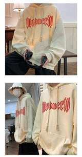 Autumn Vintage Gothic Letter Foam Printed Hooded Sweatshirts Hombre