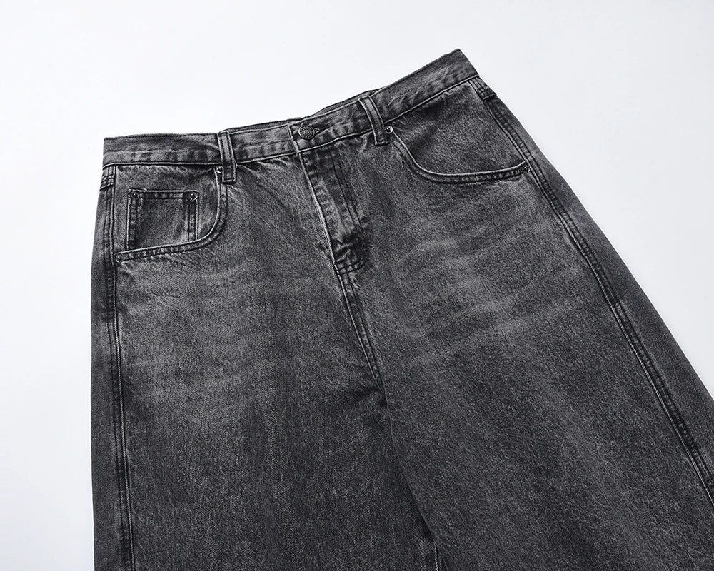 high street washed baggy casual jeans for men and women straight pockets denim pants oversized loose cargo trousers baggy cargo bottoms