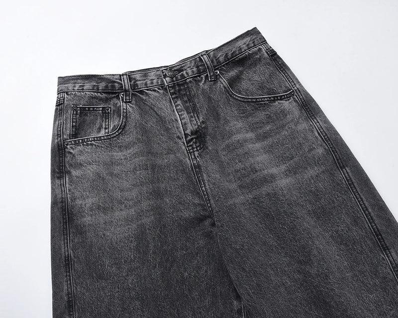 high street washed baggy casual jeans for men and women straight pockets denim pants oversized loose cargo trousers baggy cargo bottoms